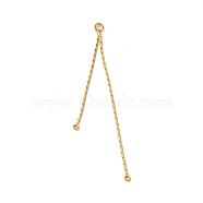 Brass Coreana Chain Tassel Big Pendants, Real 18K Gold Plated, 65x1.5x1mm, Hole: 2mm & 0.8~1.2mm(KK-G510-06G)