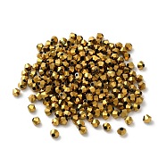 Electroplate Glass Beads, Bicone, Gold, 4x4x3.5mm, Hole: 1mm, 720pcs/bag(GGLA-Z004-02A)