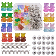 DIY Earring Making, with Translucent Resin Cabochons, 304 Stainless Steel Stud Earring Findings & Screw Eye Pin Peg Bails and 316 Stainless Steel Earring Hooks, Mixed Color, 74x72x17mm(DIY-TA0001-98P)