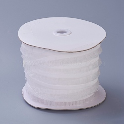 Nylon Elastic Ribbon, with Lace, for Jewelry Making, White, 1 inch(25mm), 50yards/roll(45.72m/roll)(SRIB-I004-08F)
