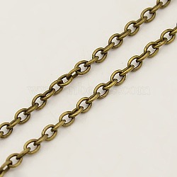 Iron Cable Chains, Unwelded, with Spool, Oval, Lead Free, Antique Bronze, 3x2x0.5mm, about 32.8 Feet(10m)/roll(X-CH-S079-AB-LF)