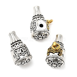Rack Plating Tibetan Style Alloy 3 Hole Guru Beads, T-Drilled Beads, Gourd, Cadmium Free & Lead Free, Antique Silver & Antique Golden, 28x16.5x15mm, Hole: 2.5mm and 2.6mm(FIND-B023-05)