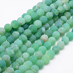 Natural Weathered Agate Beads Strands, Dyed, Frosted, Round, Medium Aquamarine, 6mm, Hole: 1mm, about 64pcs/strand, 13.6 inch(G-G589-6mm-08)