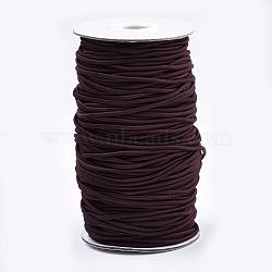 Round Elastic Cord, with Fibre Outside and Rubber Inside, Brown, 2mm, about 76.55 yards(70m)/roll(EC-R032-2mm-72)