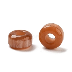 Resin European Beads, Large Hole Column Beads, Chocolate, 12.5x7mm, Hole: 5mm(RESI-Z030-04A)