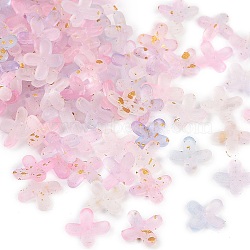 Metal Enlaced Acrylic Bead Caps, Flower, Pearl Pink, 11.5x11.5x3mm, Hole: 1.5mm, about 3846pcs/500g(OACR-G044-01C)