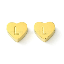 Ion Plating(IP) 316L Surgical Stainless Steel Beads, Nickel Free, Love Heart with Letter Bead, Real 18K Gold Plated, Letter L, 5.5x6.5x2.5mm, Hole: 1.4mm(STAS-R230-01L-G-1)