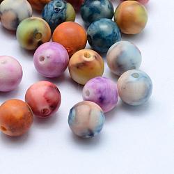 Baking Paint Acrylic Beads, Round, Matte, Mixed Color, 10x9.5mm, Hole: 1.5mm, about 960pcs/500g(MACR-K331-11)