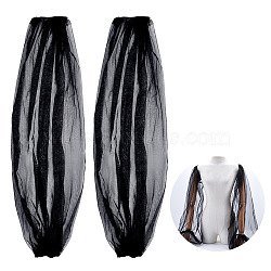 Polyester Detachable Long Mesh Sleeves, for Wedding Bridal Dress Tulle Accessories, Black, 750x220~240x1mm(AJEW-WH0248-758B)