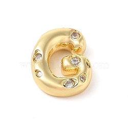 Brass Micro Pave Clear Cubic Zirconia Pendant, Letter A~Z, Letter G, 21x16x6.5mm, Hole: 4mm(KK-Z046-01G-G)