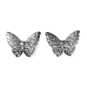 Electroplate Plating Opaque Acrylic Beads, Butterfly, Gunmetal Plated, 27x37x8.5mm, Hole: 2mm