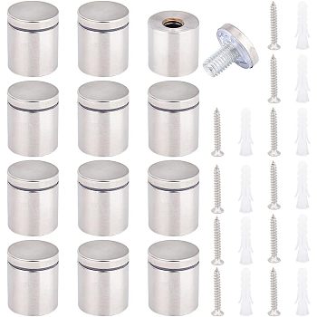 304 Stainless Steel Glass Standoff Pins, Wall Mounted Standoff Screws for Acrylic Sign, with Anchor Plug, Stainless Steel Color, 25x25mm, Hole: 5mm