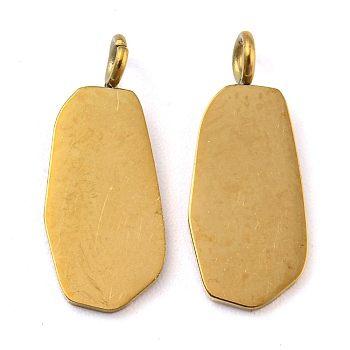 316 Surgical Stainless Steel Pendants, Polygon Charm, Golden, 15x6.5x0.8mm, Hole: 1.8mm