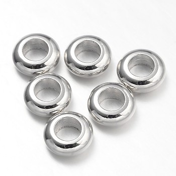 Donut Brass Spacer Beads, Barrel Plating, Platinum, 8x3mm, Hole: 5mm