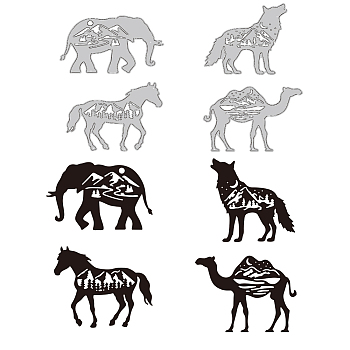 Forest Theme Carbon Steel Cutting Dies Stencils, for DIY Scrapbooking, Photo Album, Decorative Embossing Paper Card, Stainless Steel Color, Animal, 86~108x69~85x0.8mm, 4pcs/set