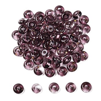 Electroplate Transparent Colours Rainbow with Glitter Powder Glass Seed Beads, Donut, Old Rose, 6.5x3mm, Hole: 1.2mm, about 2500pcs/pound