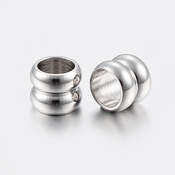201 Stainless Steel Beads, Column, Stainless Steel Color, 7x6mm, Hole: 5mm
