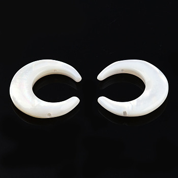 Natural White Shell Connector Charms, Crescent Moon, 20x19x4mm, Hole: 1mm