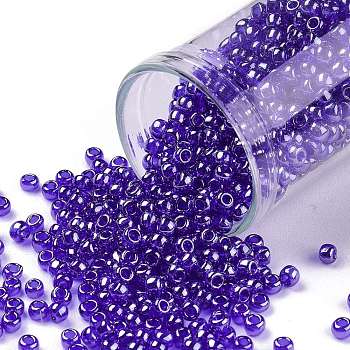TOHO Round Seed Beads, Japanese Seed Beads, (116) Transparent Luster Cobalt, 8/0, 3mm, Hole: 1mm, about 10000pcs/pound