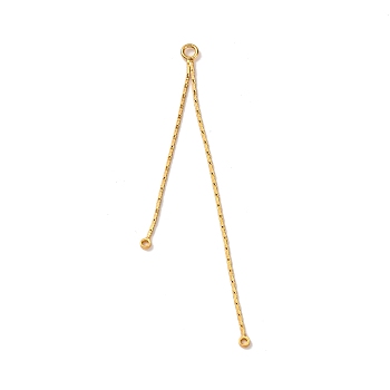 Brass Coreana Chain Tassel Big Pendants, Real 18K Gold Plated, 65x1.5x1mm, Hole: 2mm & 0.8~1.2mm