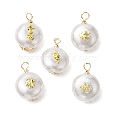 Golden WhiteSmoke Mixed Shapes ABS Plastic Pendants