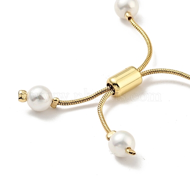 Shell Pearl Beaded Slider Bracelet with Brass Snake Chain(BJEW-B066-01B-01)-3
