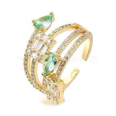 Green Brass+Cubic Zirconia Finger Rings