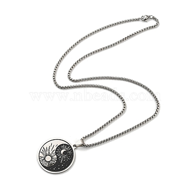304 Stainless Steel Enamel Yin Yang with Sun & Moon Pendant Necklaces(NJEW-G115-05P)-3