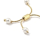bracelet coulissant en perles de coquillage avec chaîne serpent en laiton(BJEW-B066-01B-01)-3
