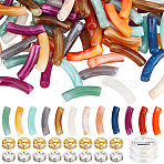 DIY Two Tone Acrylic Tube & Brass Rhinestone Beads Jewelry Making Kits, Mixed Color, Beads: 8~31x8~9.5x3.5~7.5mm, Hole: 1.8~2mm, 240pcs(DIY-SP0002-21)