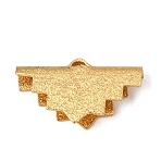 Brass Ribbon Crimp Ends, Long-Lasting Plated, Rough, Triangle, Light Gold, 11.5x20mm, Hole: 0.8mm(X-KK-G385-01LG)
