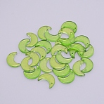 Transparent Glass Beads, with Glitter Powder, Top Drilled, Moon, Lime Green, 16.5x11.5x3mm, Hole: 1.2mm(GLAA-WH0022-55A)