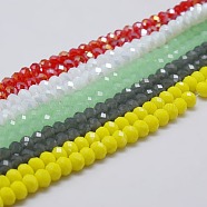 Electroplate Glass Bead Strands, Faceted, Rondelle, Mixed Color, 4x3mm, Hole: 1mm, about 140pcs/strand, 18.1 inch(EGLA-J047-4x3mm-M)