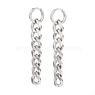 304 Stainless Steel Huggie Hoop Earrings, Curb Chain Tassel Earrings, Stainless Steel Color, 65mm, Pin: 1mm(EJEW-JE04481)