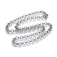 304 Stainless Steel Rolo Chain Necklaces, with Lobster Claw Clasps, Stainless Steel Color, 19.8 inch(50.2cm), link: 6x2mm(NJEW-F242-12P-D)