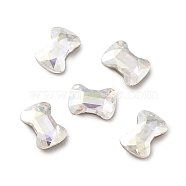 K9 Glass Rhinestone Cabochons, Flat Back & Back Plated, Faceted, Bowknot, Crystal, 7x10x3.5mm(RGLA-G017-04B-001TR)