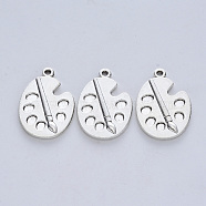 Tibetan Style Alloy Pendants, Cadmium Free &  Lead Free, Palette, Antique Silver, 27x18.5x2mm, Hole: 1.6mm(X-TIBE-R316-001AS-RS)