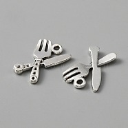 Tibetan Style Alloy Pendants, Knife and Fork, Antique Silver, 20.5x14x1.5mm, Hole: 1.6mm(FIND-CJC0004-17AS)