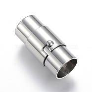 304 Stainless Steel Locking Tube Magnetic Clasps, Column, Stainless Steel Color, 21x10mm, Hole: 8mm(STAS-E147-43P)