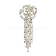 Brass Rhinestone Pendants, Flower, Crystal, 62x22x2.5mm, Hole: 1.6mm(KK-I715-16S-06)