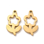 Ion Plating(IP) 304 Stainless Steel Pendants, Flower Charms, Golden, 17x10x1.4mm, Hole: 1.4mm(STAS-M089-37G)
