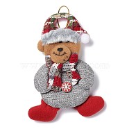 Christmas Polyester with Resin Pendant Decorations, for Christmas Tree Hanging Decoration, Bear, 162x115x11mm(FIND-D030-01C)