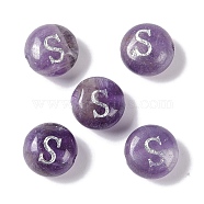 Natural Amethyst Beads, Rondelle with Letter, Letter S, 8.5~9x5~5.5mm, Hole: 1.2mm(G-L524-20S-03)