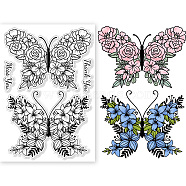 Custom PVC Plastic Clear Stamps, for DIY Scrapbooking, Photo Album Decorative, Cards Making, Butterfly, 160x110x3mm(DIY-WH0448-0294)