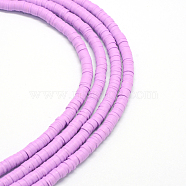 Eco-Friendly Handmade Polymer Clay Beads, Disc/Flat Round, Heishi Beads, Plum, 3x1mm, Hole: 1mm, about 380~400pcs/strand, 17.7 inch(CLAY-R067-3.0mm-01)