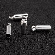 Brass Cord Ends, Long-Lasting Plated, 925 Sterling Silver Plated, 7x2mm, Hole: 1.2mm, Inner Diameter: 1.5mm(KK-H759-40A-S)