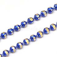 Electroplate Brass Ball Chains, Soldered, with Spool, Faceted, Lead Free & Nickel Free, Blue, 1.5mm, about 16.4 Feet(5m)/roll(X-CHC-M004-04-FF)