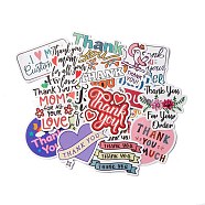 Cartoon Thank You Theme Paper Stickers Set, Waterproof Adhesive Label Stickers, for Water Bottles, Laptop, Luggage, Cup, Computer, Mobile Phone, Skateboard, Guitar Stickers Decor, Mixed Color, 3.8~6.6x4~6.6x0.02cm, 50pcs/bag(DIY-M031-56)