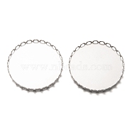 304 Stainless Steel Cabochon Settings, Lace Edge Bezel Cups, Flat Round, Stainless Steel Color, Tray: 30mm, 31x2.4mm (STAS-H136-13A-P)