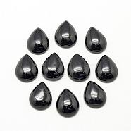 Natural Black Stone Cabochons, teardrop, 13~14x9~10x5mm(G-R417-10x14-46)